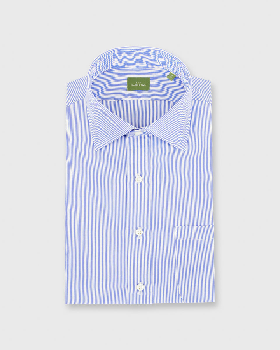 Spread Collar Dress Shirt in Blue Small Bengal Stripe Poplin | Shop