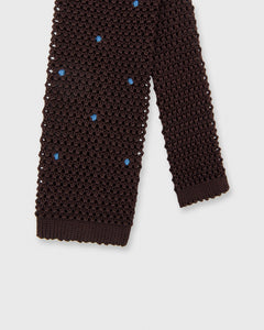 Silk Knit Tie Chocolate/French Blue Dot