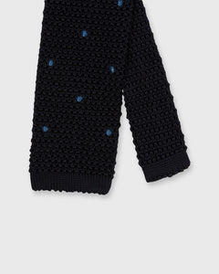 Silk Knit Tie Navy/French Blue Dot