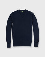 Load image into Gallery viewer, Classic V-Neck Sweater Dark Navy Cashmere
