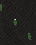 Load image into Gallery viewer, Silk Woven Club Tie Black/Green Owl