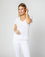 Load image into Gallery viewer, Short-Sleeved Deep-V Tee in White Pima Cotton