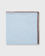 Load image into Gallery viewer, Hand-Rolled Pocket Square Sky Cotolino/Brown Edge

