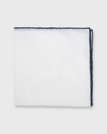 Load image into Gallery viewer, Hand-Rolled Pocket Square White Cotolino/Navy Edge

