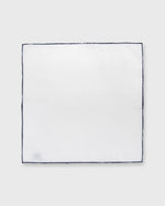 Load image into Gallery viewer, Hand-Rolled Pocket Square White Cotolino/Navy Edge