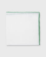 Load image into Gallery viewer, Hand-Rolled Pocket Square White Cotolino/Light Green Edge
