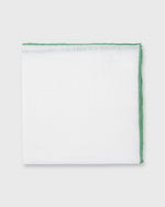Load image into Gallery viewer, Hand-Rolled Pocket Square White Cotolino/Light Green Edge