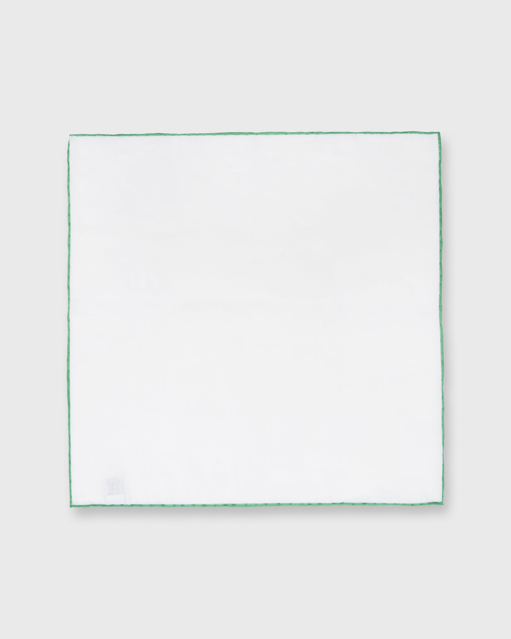 Hand-Rolled Pocket Square White Cotolino/Light Green Edge