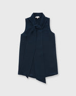 Load image into Gallery viewer, Sleeveless Tie-Neck Blouse Navy Silk
