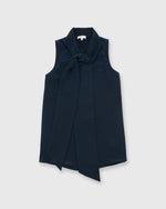 Load image into Gallery viewer, Sleeveless Tie-Neck Blouse Navy Silk