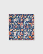 Load image into Gallery viewer, Hand-Rolled Pocket Square in Navy/Ecru/Oregano/Sky/Brick Aztec Motif
