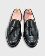 Load image into Gallery viewer, Italian Tassel Loafer Black Calfskin