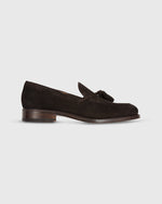 Load image into Gallery viewer, Italian Tassel Loafer Dark Chocolate Suede