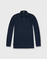 Load image into Gallery viewer, Long-Sleeved Polo Navy Pima Pique