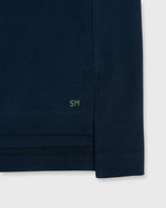 Load image into Gallery viewer, Long-Sleeved Polo Navy Pima Pique
