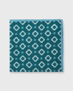 Load image into Gallery viewer, Wool/Silk Print Pocket Square Forest/Lovat Blue/Bone Diamond