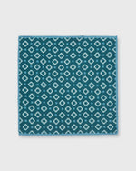Load image into Gallery viewer, Wool/Silk Print Pocket Square Forest/Lovat Blue/Bone Diamond