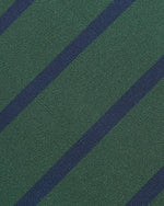Load image into Gallery viewer, Irish Poplin Tie Green/Navy Bar Stripe