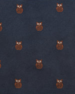 Load image into Gallery viewer, Silk Faille Club Tie Navy/Brown Owl
