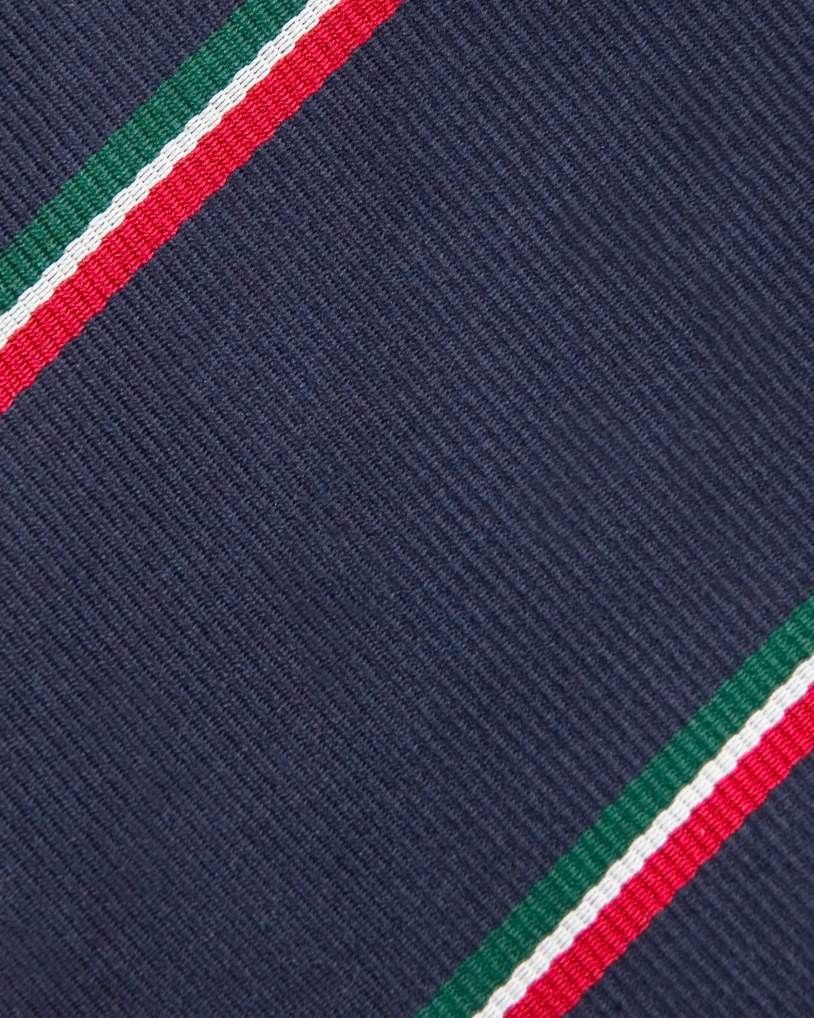 Silk Repp Tie Navy/Red/White/Green Repp Stri
