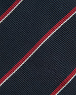 Load image into Gallery viewer, Silk Repp Tie Midnight/Red/White Stripe