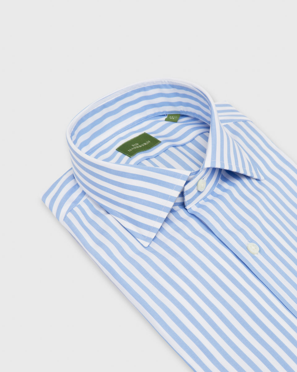Spread Collar Dress Shirt in Sky Awning Stripe Poplin | Shop Sid Mashburn Spread Collar Dress Shirt in Sky Awning Stripe Poplin | Shop Sid Mashburn