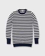 Load image into Gallery viewer, Cydney Boyfriend Crewneck Sweater in Navy/Ivory Stripe Cashmere
