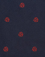 Load image into Gallery viewer, Silk Woven Club Tie Navy/Red 45 Turntable Adapter