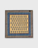Load image into Gallery viewer, Hand-Rolled Pocket Square Yellow Gold/Blue Block Pine