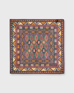 Load image into Gallery viewer, Hand-Rolled Pocket Square Purple/Yellow/Multi Geo Kelim