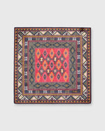 Load image into Gallery viewer, Hand-Rolled Pocket Square Dark Navy/Tomato/Multi Geo Kelim