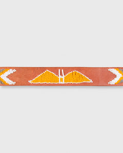 1.25" African Beaded Belt Light Orange/Grey Eagle Design