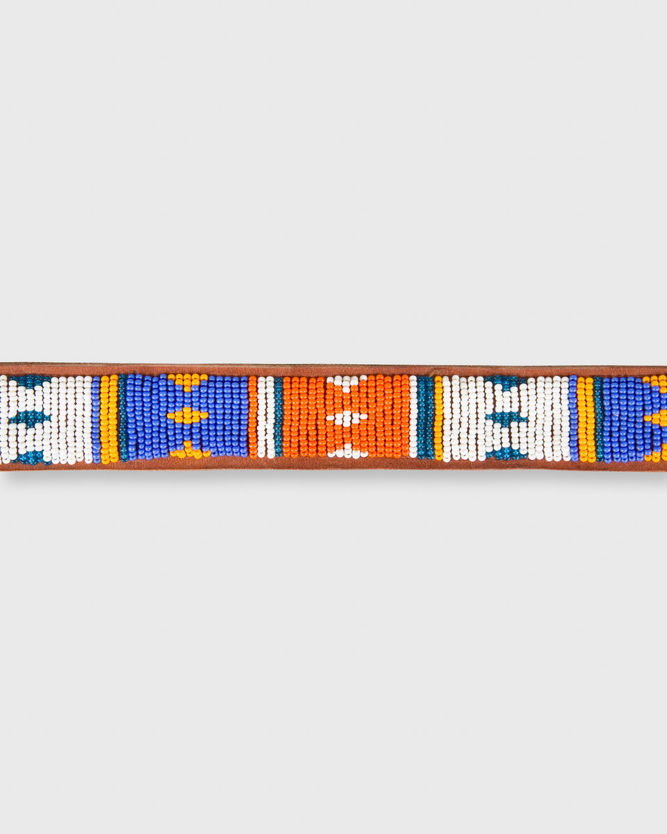 NEW Kazuri African Oak Beaded Leather‎ Belt Sz S Black Blue Orange White NWT Fenesi Belt – Zuri main image 2
