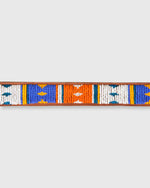 Load image into Gallery viewer, 1.25" African Beaded Belt Blue/Orange Multi Kite Design