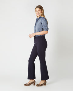 Faye Flare Cropped Pant in Navy Ponte Knit