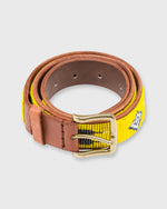 Load image into Gallery viewer, 1.25" African Beaded Belt Yellow Multi Feather Design