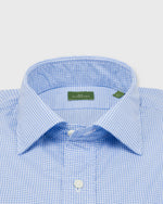 Load image into Gallery viewer, Spread Collar Sport Shirt Blue Small Gingham Poplin
