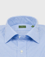 Load image into Gallery viewer, Spread Collar Sport Shirt Blue Small Gingham Poplin