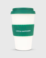 Load image into Gallery viewer, 14 oz. Reusable Coffee Cup White/Green