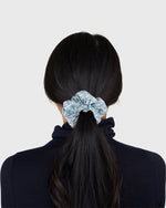 Load image into Gallery viewer, Large Scrunchie Blue Poppy &amp; Daisy Liberty Fabric

