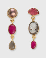 Load image into Gallery viewer, Three Charm Moving Drop Earrings Burgundy