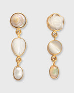 Load image into Gallery viewer, Three Charm Moving Drop Earrings in White