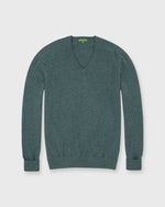 Load image into Gallery viewer, Classic V-Neck Sweater in Heather Pine Cashmere
