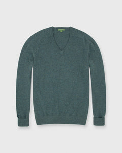 Classic V-Neck Sweater in Heather Pine Cashmere