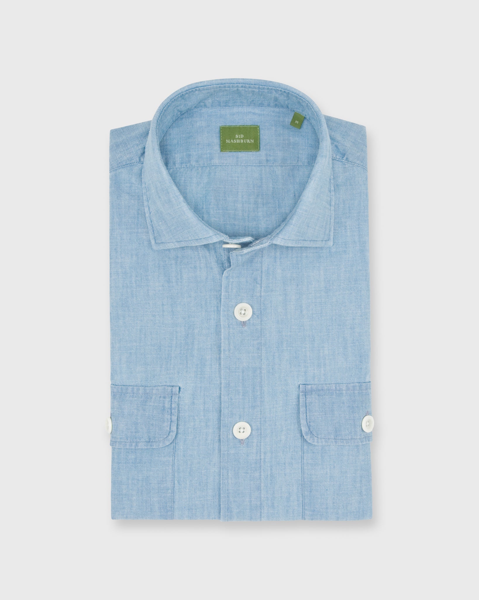 Work Shirt with Banded Hem Extra Light Washed Chambray