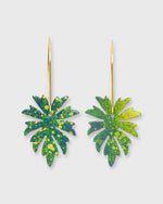 Load image into Gallery viewer, Monstera Earrings Bluish-Green/Brass

