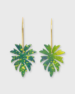 Monstera Earrings Bluish-Green/Brass