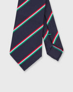 Load image into Gallery viewer, Silk Woven Tie Navy/Red/Sky/Green Bar Stripe

