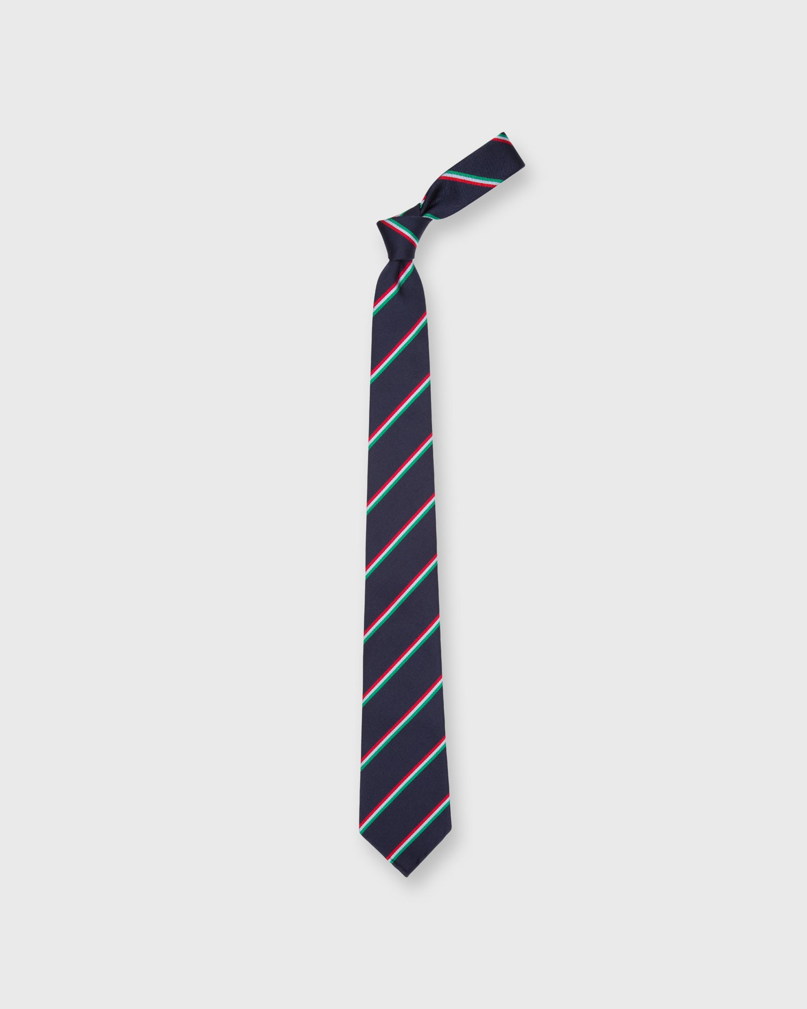 Silk Woven Tie Navy/Red/Sky/Green Bar Stripe