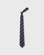 Load image into Gallery viewer, Silk Woven Tie Navy/Red/Sky/Green Bar Stripe